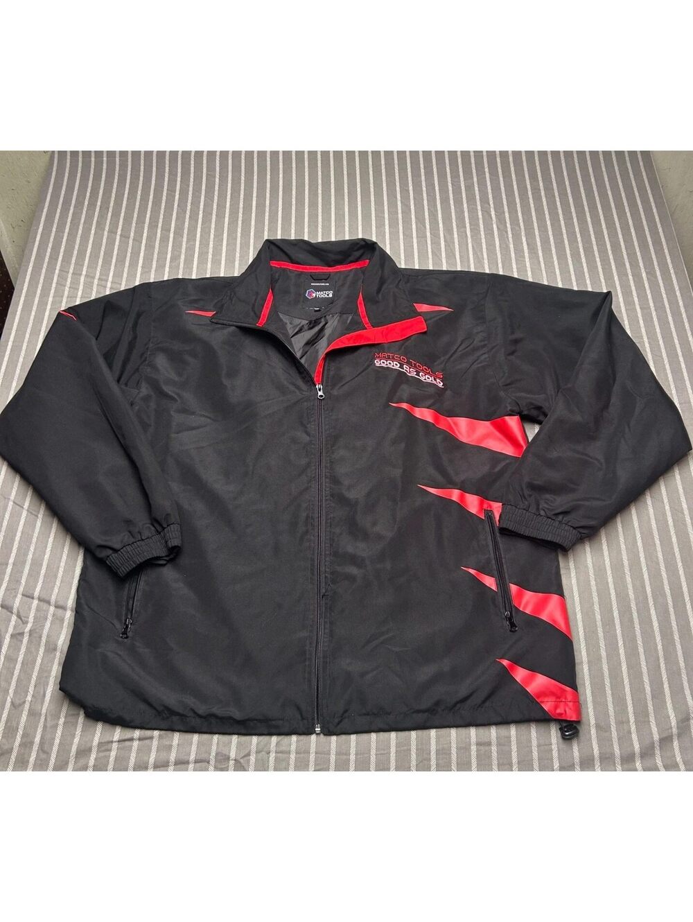 MATCO TOOLS GOOD AS GOLD BLACK LIGHT JACKET WITH FLAMES SIZE 2XL BLACK/RED
